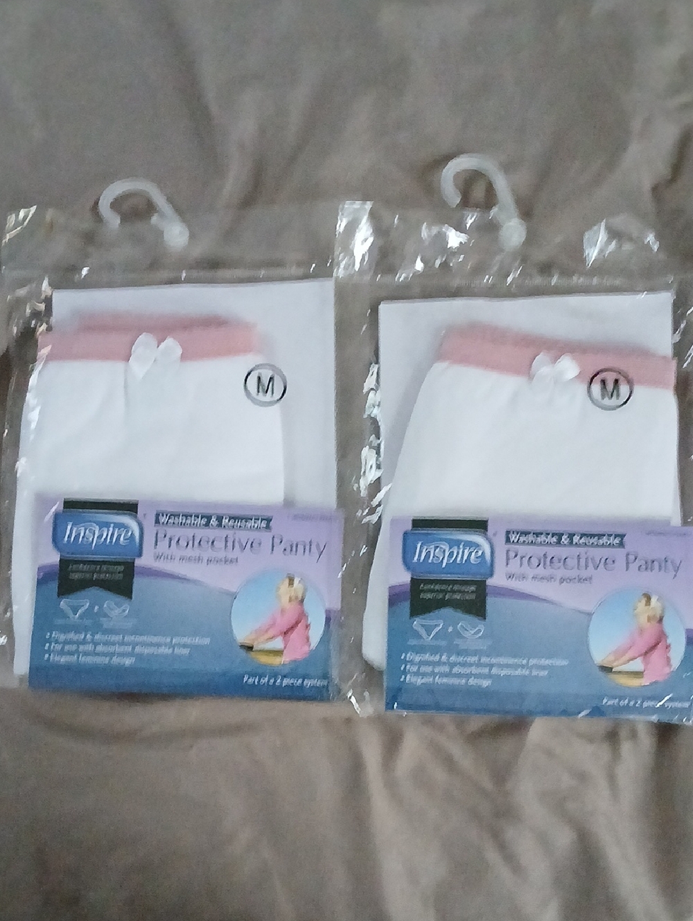 Inspire Women's Protective Panty — White with Pink Waistband (2-Pack)